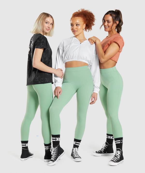Damske Legíny Gymshark KK Fit 7/8 Zelene | RT3598172